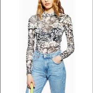 TOPSHOP Mesh Funnel Neck Long Sleeve